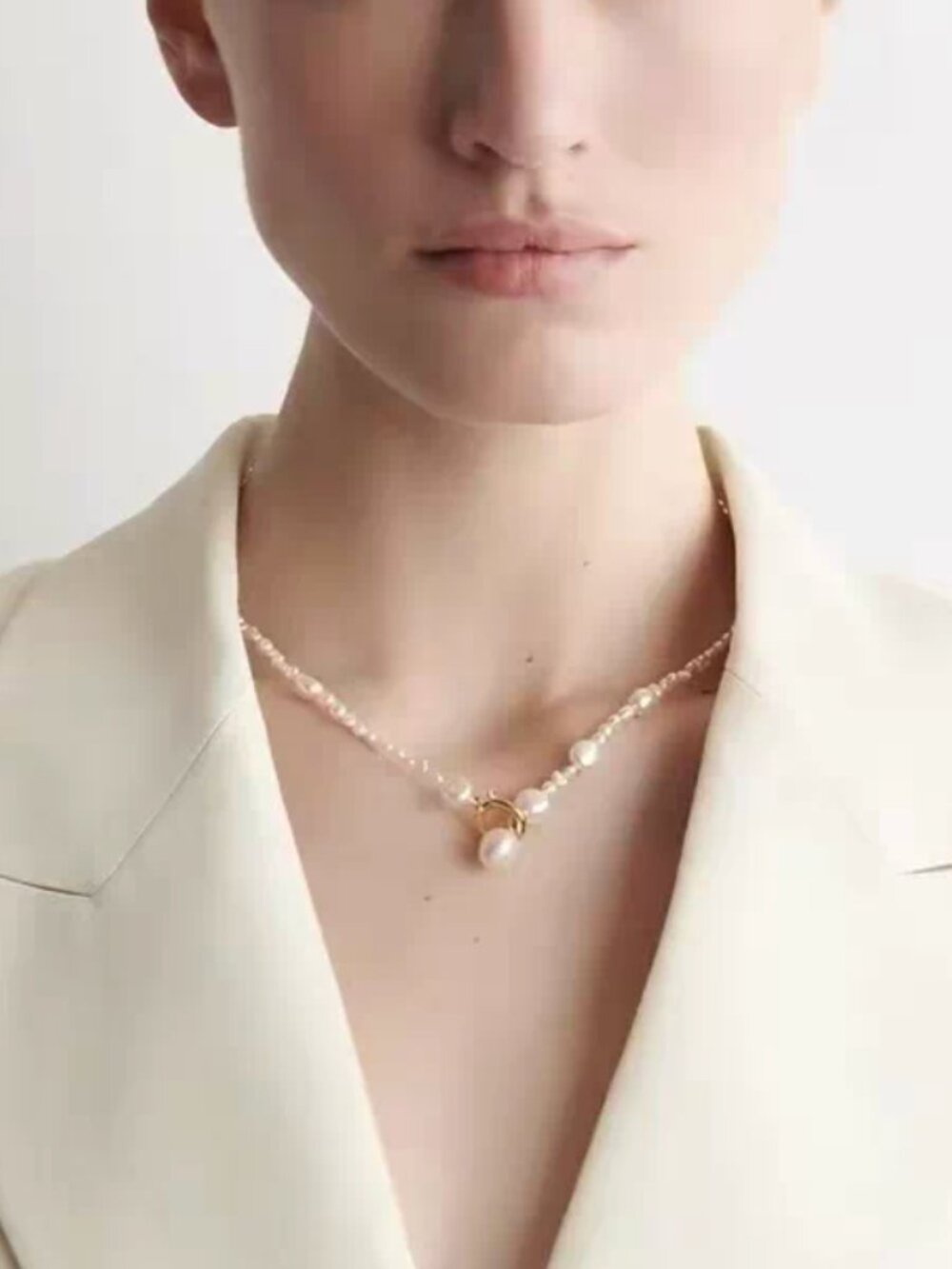 NWT COS Irregular Freshwater Pearl Necklace Pearl/Gold